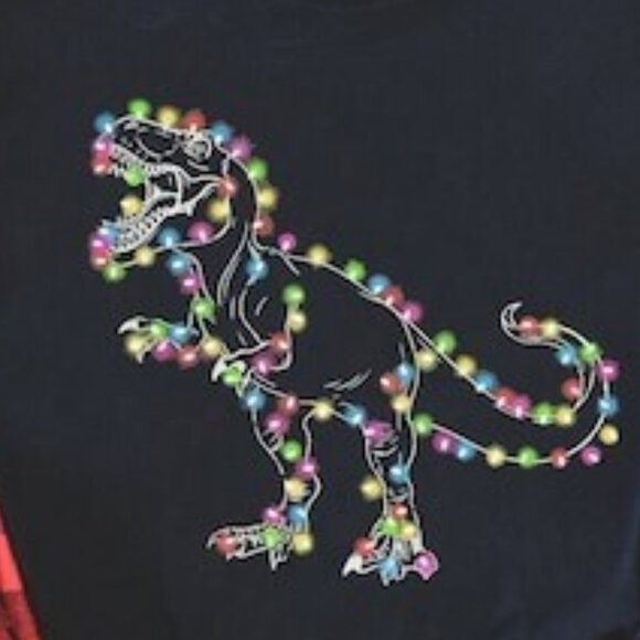 Christmas Dinosaur Light Shirt, T-rex Christmas Shirt, Boys Christmas Shirt - Picture 2 of 5